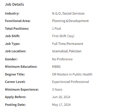 Project Manager Health need by NGO Human Development Foundation Jobs 2024