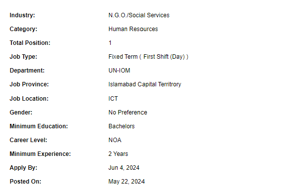 National Human Resources Officer need by UN-IOM Jobs 2024