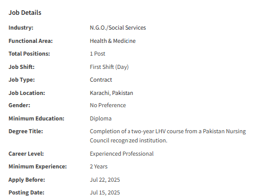 Lady Health Visitor by Human Development Foundation Jobs 2025