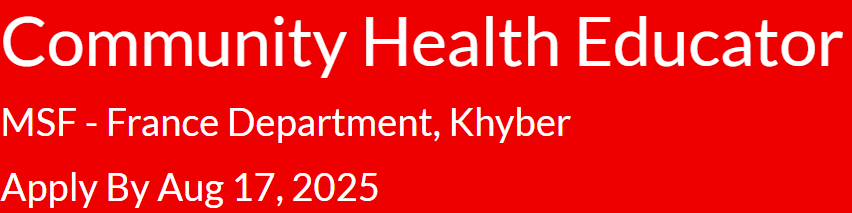 Community Health Educator need by INGO MSF - France Jobs 2025