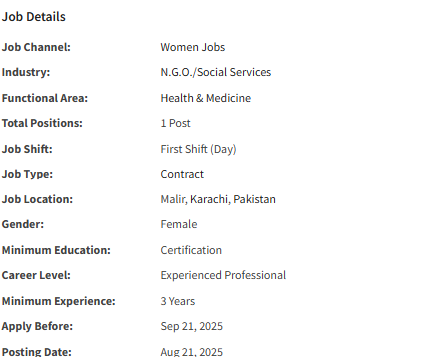 Lady Health Visitor need by INGO Human Development Foundation Jobs 2025