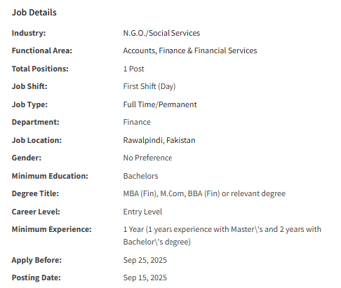 Assistant Finance Officer need by INGO Islamic Relief Jobs 2025