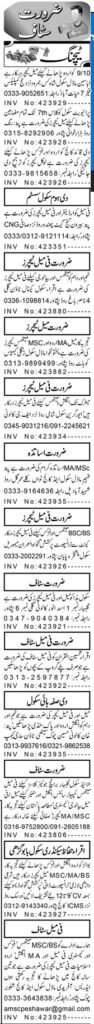 Latest Chemistry Teacher & Pakistan Studies Teacher Jobs In Peshawar 2023